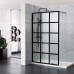 Fully Framed Shower Screen Panel Black Frame 15 Sections 6mm 2000H with support arm