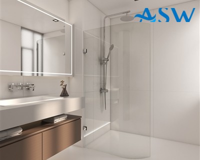 Frameless Shower Screen Fixed Free Standing body curved glass Panel 2000H pre-drilled