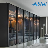 Slim Line Framed Sliding Wardrobe Doors Clear Glass Finish