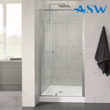 Semi Frameless Shower Screen wall to Wall With Pivot Door 1900H adjustable