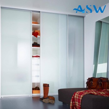 Slim Line Framed Sliding Wardrobe Doors Translucent Frosted Glass