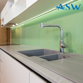 Custom made painted toughened glass splashback
