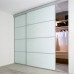 Fully Framed Sliding Wardrobe Doors Greenish white Glass with Horizontal Strips