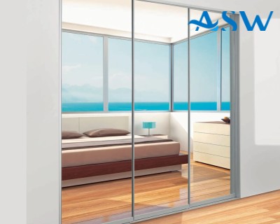 Slim Line Framed Sliding Wardrobe Doors Mirror Finish