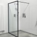 Fully Framed Shower Screen Panel Black Frame 6mm 2000H with support arm