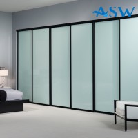 Fully Framed Sliding Wardrobe Doors Greenish white glass