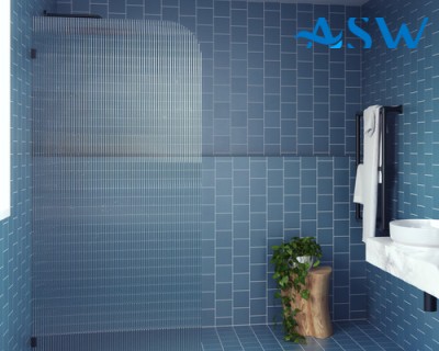 Ultra Clear Screen Fluted Glass 2050H with Right Radius Corner 200mm