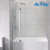 Frameless Shower Screen Chrome Fixed & Pivot panel Bathtub 1500H with wall channel