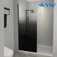 Frameless Shower Screen Fixed Panel Fading Black with matt black channel 2000H