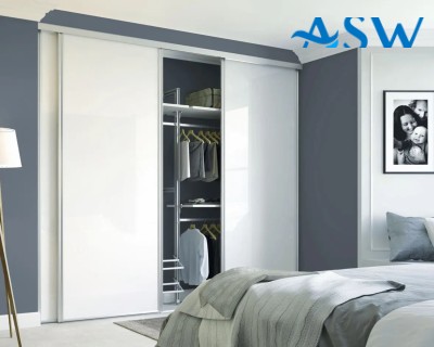 Fully Framed Sliding Wardrobe Doors Super White Glass