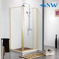 Semi Frameless Shower Screen Corner With Pivot Door and Return 1900H adjustable (Brushed Gold)