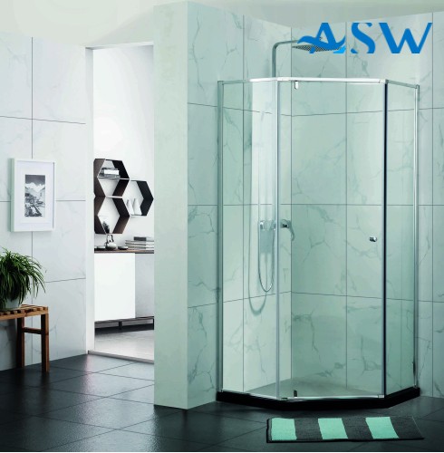 Semi Frameless Shower Screen Diamond Shape With Pivot Door 1900H Chrome