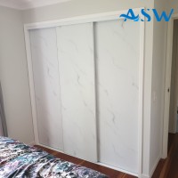 Frameless Sliding Wardrobe Doors Textured Marble