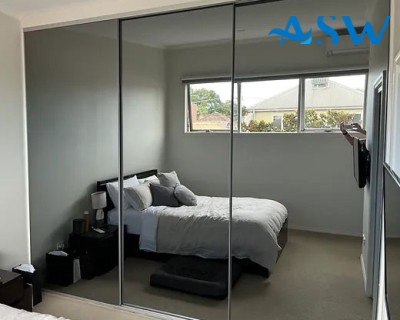 Frameless Sliding Wardrobe Doors Grey Mirror