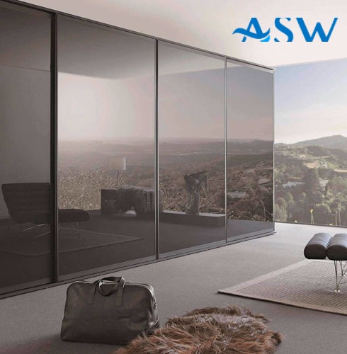 Slim Line Framed Sliding Wardrobe Doors Grey Mirror