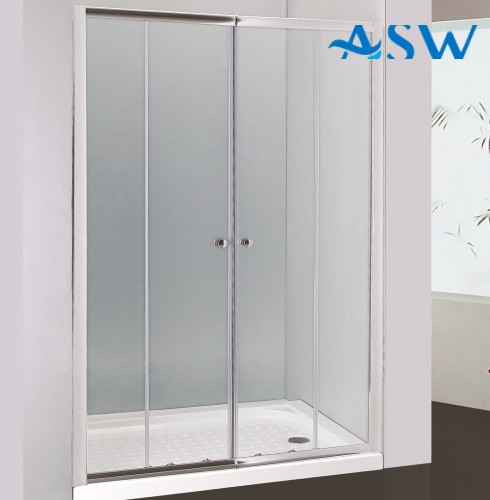 Semi Frameless Shower Screen Wall to Wall with Double Sliding Doors 1900H adjustable