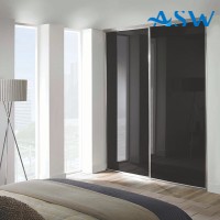 Fully Framed Sliding Wardrobe Doors Black Glass Finish