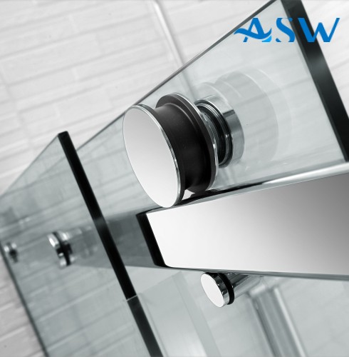 Frameless Shower Screen Wall to Wall Fixed & Sliding Door 2050H