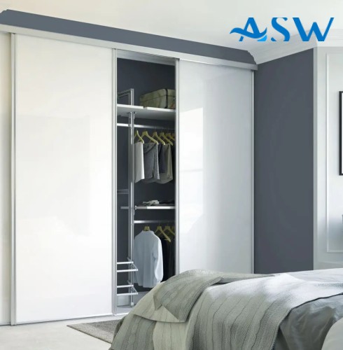 Fully Framed Sliding Wardrobe Doors Super White Glass