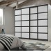 Slim Line Framed Sliding Wardrobe Doors Super white Glass With Horizontal Strips