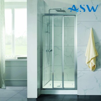 Fully Framed Shower Screen Wall To Wall 3 Panles Sliding Door 6mm 1900H Chrome