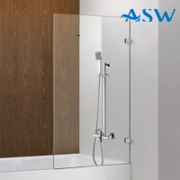 Frameless Shower Screen Fixed Panel Bathtub 1500H pre-drilled holes