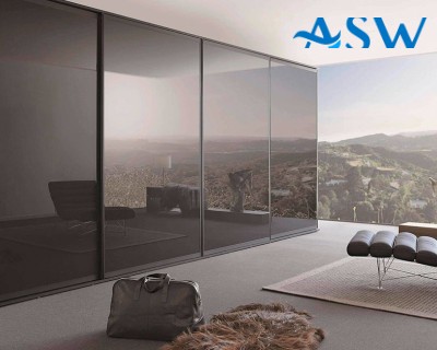 Slim Line Framed Sliding Wardrobe Doors Grey Mirror