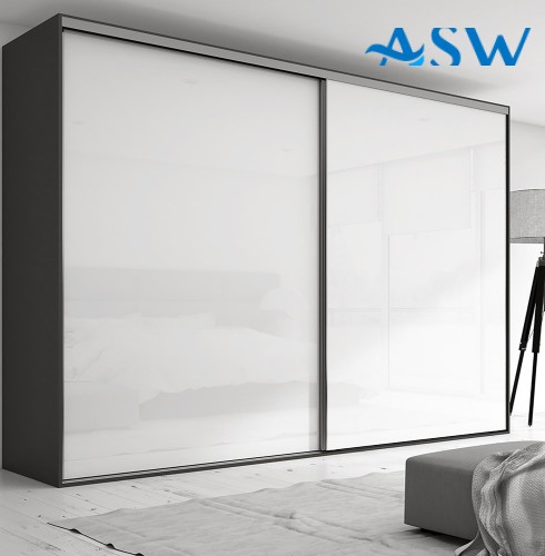 Frameless Sliding Wardrobe Doors Super White Glass