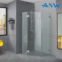 Frameless Shower Screen Diamond Shape with Hinged Door 2000H Pre-Drilled