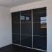 Slim Line Framed Sliding Wardrobe Doors Black Glass Finish With Horizontal Strips