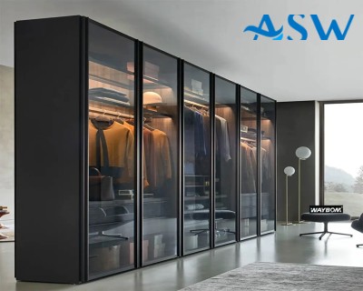 Slim Line Framed Sliding Wardrobe Doors Clear Glass Finish