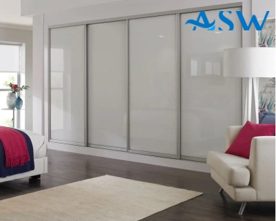 Slim Line Framed Sliding Wardrobe Doors Super White Glass