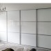 Fully Framed Sliding Wardrobe Doors Greenish white Glass with Horizontal Strips