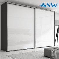 Frameless Sliding Wardrobe Doors Super White Glass