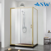 Semi Frameless Shower Screen Corner shape with Sliding Door 1900H adjustable (Brushed Gold)