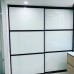 Slim Line Framed Sliding Wardrobe Doors Super white Glass With Horizontal Strips