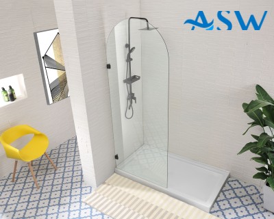 Frameless Shower Screen Arched Fixed Panel 2200H pre-drilled holes