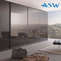 Slim Line Framed Sliding Wardrobe Doors Grey Mirror