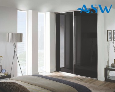 Fully Framed Sliding Wardrobe Doors Black Glass Finish