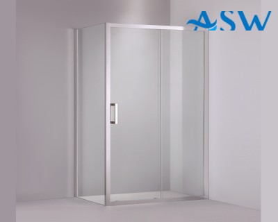 Semi Frameless Shower Screen Corner shape with Sliding Door 1900H adjustable
