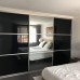 Fully Framed Sliding Wardrobe Doors Black Glass with Horizontal Strips