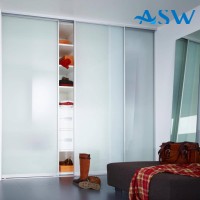 Slim Line Framed Sliding Wardrobe Doors Translucent Frosted Glass
