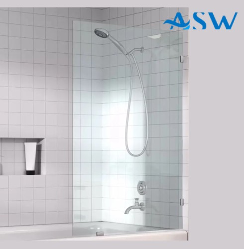 Frameless Shower Screen Fixed Panel Bathtub 1500H x 750W no holes glass