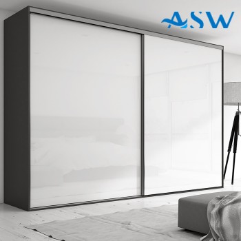 Frameless Sliding Wardrobe Doors Super White Glass