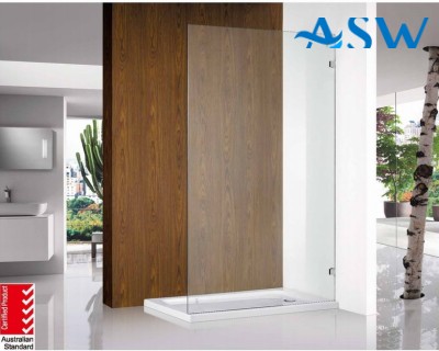 Frameless Shower Screen Fixed Free Standing Panel 2000H pre-drilled holes