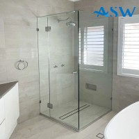 Frameless Shower Screen Corner Hinge Panel & Door & Return 2050H